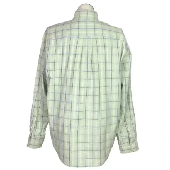 Eddie Bauer Men XL Plaid Poinpoint Oxford Button Down Shirt Cotton Pocket Green - Picture 5 of 7